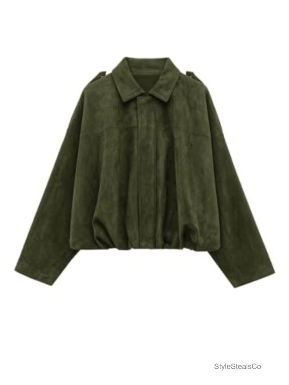 Faux Suede Cropped Bomber Jacket Women Zip Long Sleeve Motorcycle